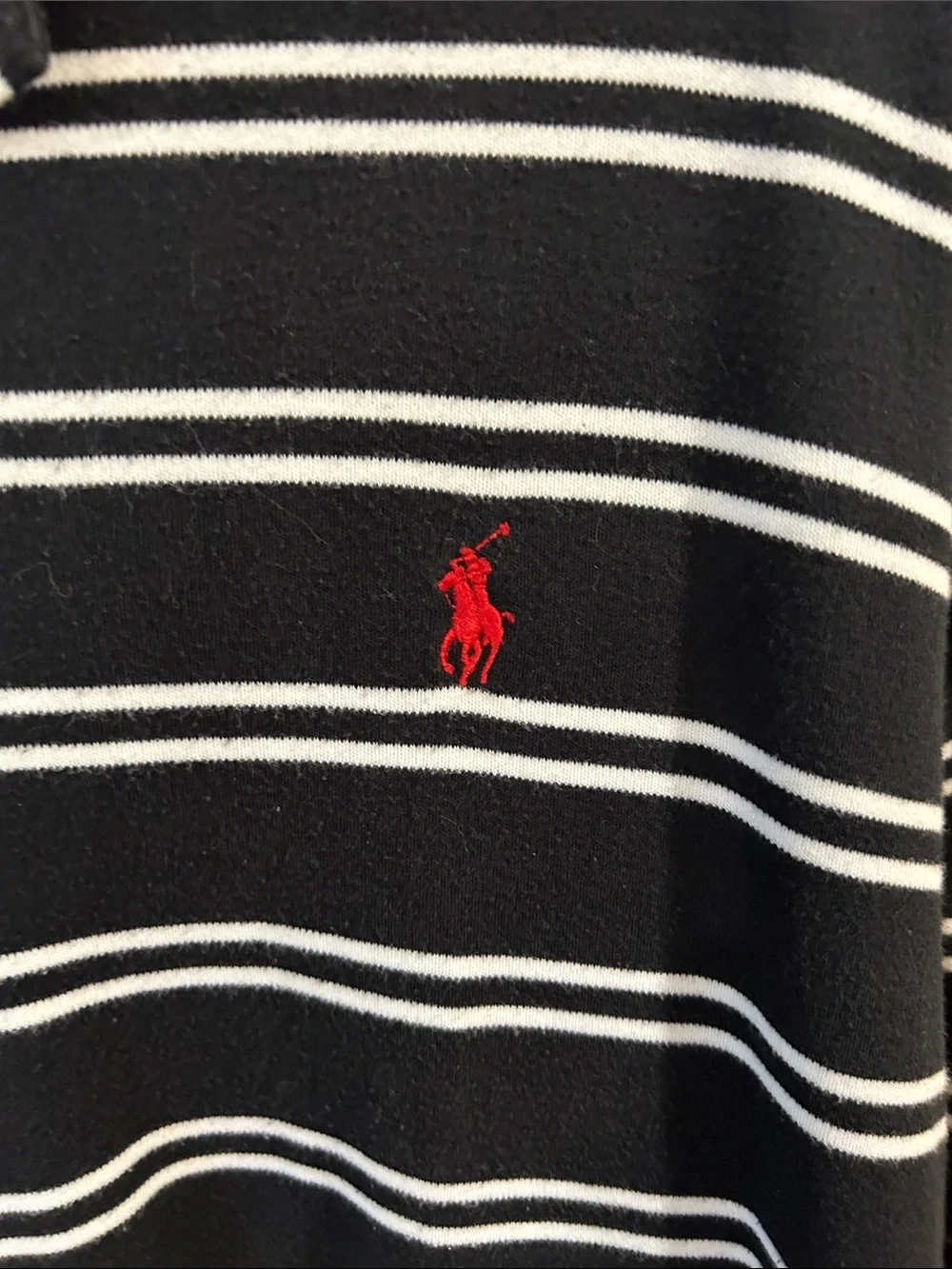 Polo by Ralph Lauren Black & White Striped Polo with Red Pony XXL - Picture 3 of 4